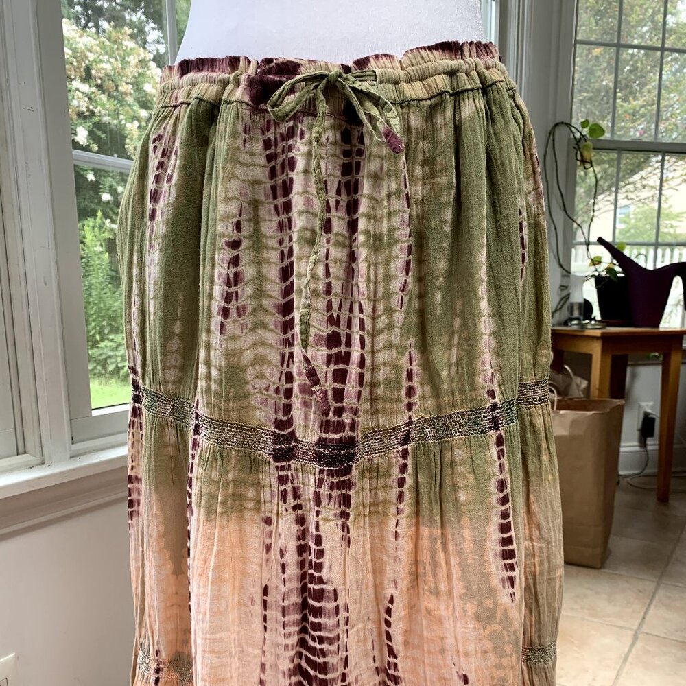 SOLD Boho Gypsy Hippie Tiered Maxi Skirt - Picture 3 of 11